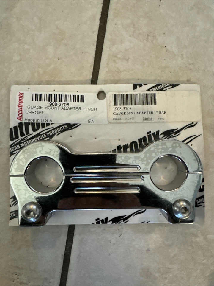 ACCUTRONIX T-BAR GAUGE MOUNT CROMO 1" GM102C Harley TBAR Adaptador B4 Foto 1 de 1