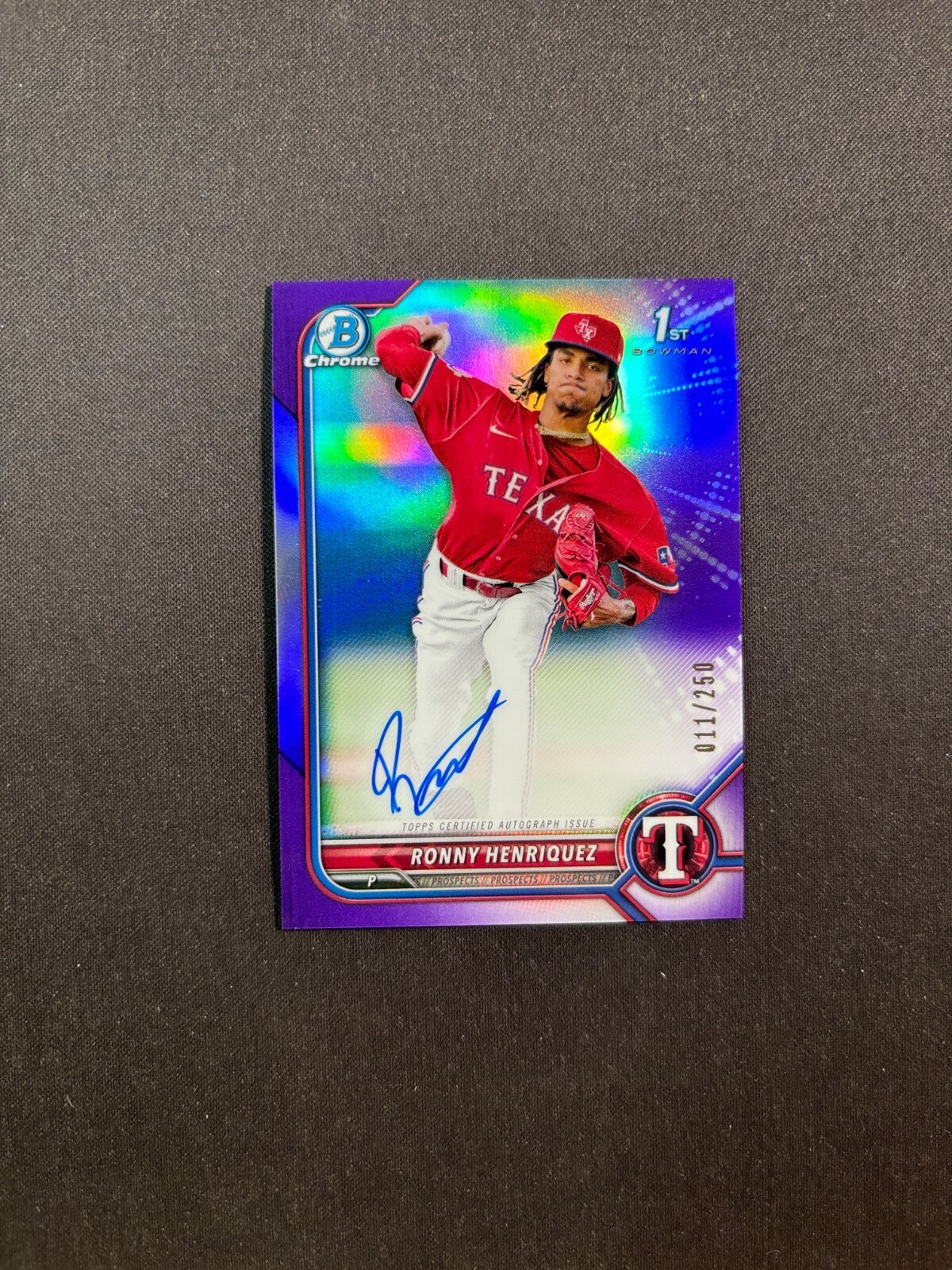 2022 Bowman Chrome Ronny Henriquez 1st Purple Refractor Auto 011/250 BJSWZ