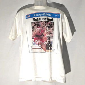 Rare Vintage Micheal Jordan Chicago Tribune Relaunched Single Stitch Shirt Sz XL - Picture 1 of 17