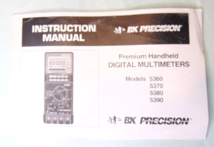 Multímetro digital BK Precision manual de instrucciones modelos 5360, 5370, 5380, 5390 - Imagen 1 de 3
