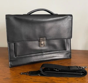 Cole Haan Black Genuine Calf Leather Briefcase - Picture 1 of 8