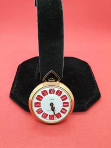 ladies vintage gisa gold tone pendant mechanical watch,white face,blach hands.#v - Picture 1 of 6