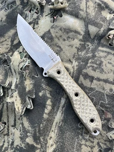 Busse Combat ElMax Sawback Satin Finish W/ Green Canvas Micarta & Leather Sheath - Picture 1 of 21