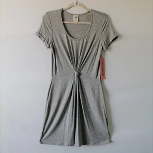 Self Esteem Womens Heather Gray Cuffed Sleeve Front Knot T-Shirt Dress Size L - Picture 1 of 7