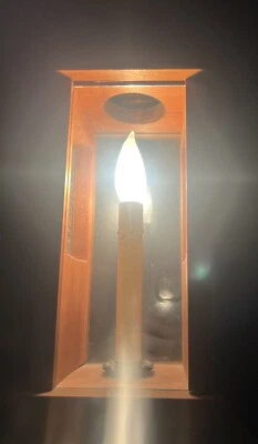 Handmade Vintage Wooden, Glass, And Punched Tin Candle Lantern Works Perfectly! - Image 1 of 4