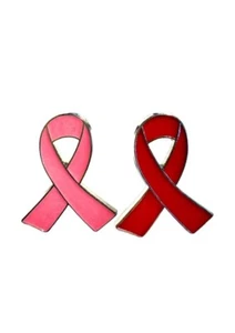 Pink Or Red Awareness Ribbon enamel pin - Breast Cancer Awareness, HIV / AIDS - Picture 1 of 4