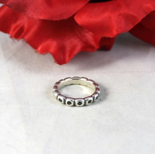 Sterling Silver Retired  Pandora ALE Black Stackable Ring Size 6.5  CAT RESCUE - Image 1 of 1