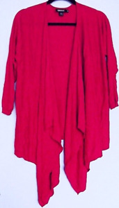 DKNY Cashmere Silk CARDIGAN soft light Knit draped Jacket Red~ Women sz S petite