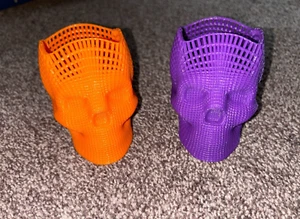 3D Printed Lot of 2 Mesh Skull Containers/ Pen Holders - 3-4" Inch Orange/Purple - Picture 1 of 7