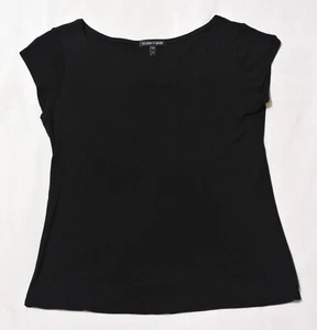 Eileen Fisher Black Top XS Cap Sleeve 100% Silk RN# 78121 - Picture 1 of 14