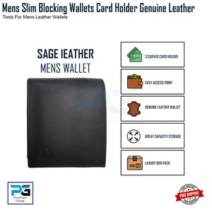 Herren Schmale Leder Front Geldbörse, Tasche Geldbörse RFID Schutz Kreditkartenetui - Bild 1 von 7