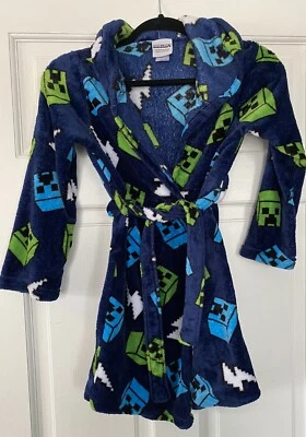 Minecraft Creeper Fleece Robe Blue With Belt ** See Pics For Measurement** - Image 1 of 4