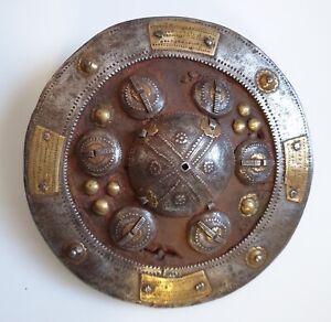 Rare Antique Islamic Arabic Yemeni Shield Iron Brass