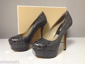 Michael Kors Susana Peep Toe Grey Genuine Snakeskin Leather Heels Size 8.5 - Picture 1 of 11
