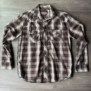 Rafter C Red Dirt Shirt Mens L Brown Western Pearl Snap Rodeo Adult - Picture 1 of 8