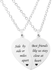 BFF Necklace for 2-Valentines Heart Matching Necklace Best Friends Pendant Frien - Picture 1 of 8