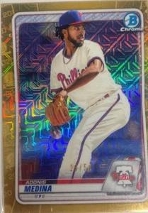 2020 Bowman Chrome Gold Mojo Refractor Adonis Medina /50, Philadelphia Phils, P - Picture 1 of 2