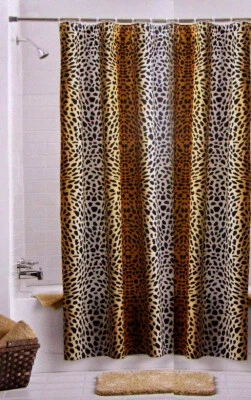 Cortina de Ducha Tela Estampado Animal Leopardo Guepardo Ombre Negro Marrón 70"x72" Foto 1 de 4
