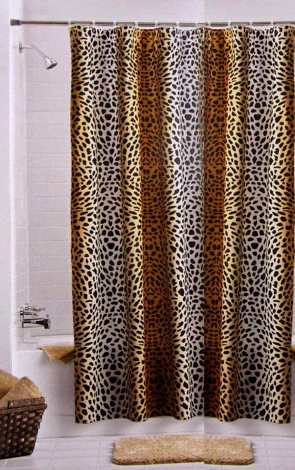 Cortina de Ducha Tela Estampado Animal Leopardo Guepardo Ombre Negro Marrón 70"x72" Foto 1 de 4