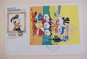 MALDIVES FDC DISNEY DONALD  DUCK FAMILY  CACHET UNADDRESSED - Picture 1 of 1
