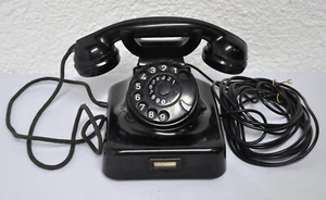 Telefon Posttelefon W49 Wählscheibe Bakelit schwarz 50/60er antik Hagenuk - Afbeelding 1 van 5