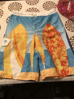 Ocean Pacific Boys Swim Shorts Size Large 10/12 Surf Board Theme - Image 1 of 4