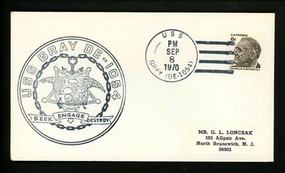 Cubierta de barco naval estadounidense USS gris DE-1054 guerra de Vietnam 1970 Foto 1 de 2