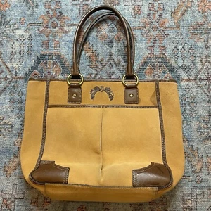Antonio Melani Tan Suede and Leather Bag Satchel Purse Handbag Large - Picture 1 of 9