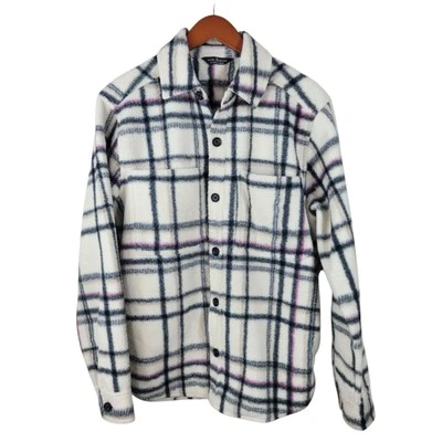 Alpine Design Fleece Jacket Small Coat warm winter Shacket Plaid White Pink - Image 1 of 4