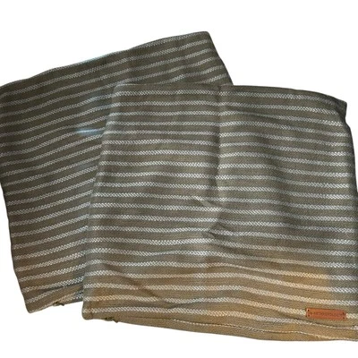 ANTHROPOLOGIE Marrón Gris Rayas Mezcla de Lino Funda Cojín Almohada Falsa Lote Foto 1 de 4
