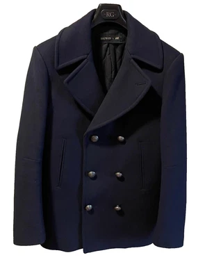 BALMAIN X H & M Мужская темно-синий шерсти смесь двубортный бушлат США 40R ЕС 50 - Изображение 1 из 4