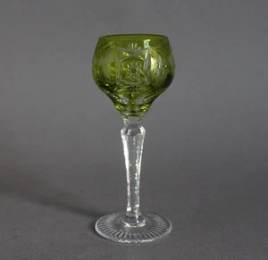 Annahütte Dekor Asti Likörglas Römer Glas Bleikristall bunter Überfang grün - Picture 1 of 7