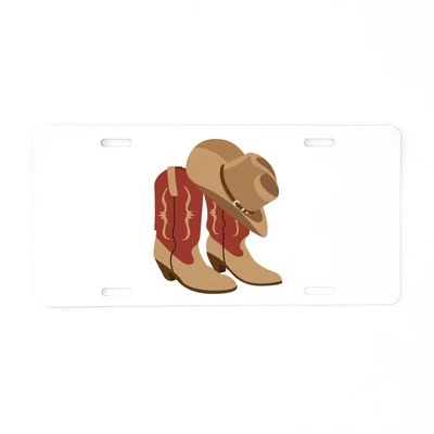 CafePress Cowboy Hat Boots License Plate (1222088383) Foto 1 de 2