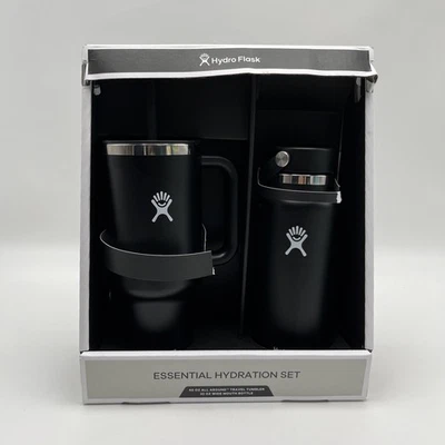 Juego de hidratación para vasos y botellas de acero inoxidable Hydro Flask Essential, negro Foto 1 de 4