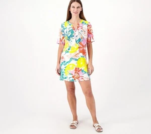 Copricostume Denim & Co. Beach Quick Dry Tessuto Tropical Punch M Nuovo - Foto 1 di 3