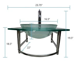 Wall Mount Round Glass Console Sink with Faucet and Towel Bar Renovators Supply - Picture 1 of 5