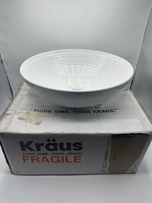 Fregadero de baño sobre encimera de cerámica Kraus KCV-204 GWH 13 x 13 x 4,38 con desagüe Foto 1 de 4