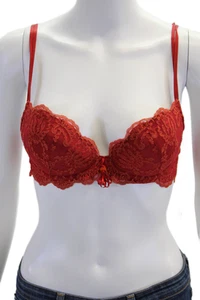 Lise Charmel Womens Floral Lace Detail Push-Up Bra Solid Red Size 34C - Picture 1 of 8