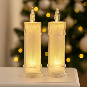Christmas LED Candle Light Up Decoration Xmas Ornament Acrylic Warm White Home - Picture 1 of 23