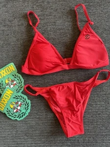 Dixxon Bikini Tanning Bathing Swimsuit Set Red Women’s Sz Medium NEW In Package - Picture 1 of 12