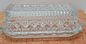 Anchor Hocking Wexford Covered Butter Dish & Lid Clear Glass Criss Cross 7 7/8” - Picture 1 of 7