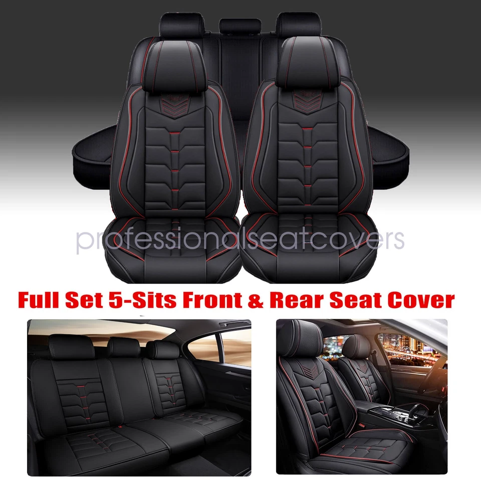 For Toyota Full Front & Rear 5-Seat Covers Crew Cab PU Leather Cushion Pad - Изображение 1 из 4