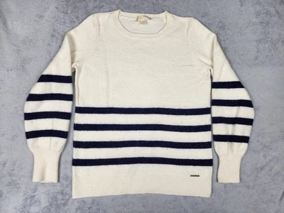 Michael Kors свитер женщин средний белый темно-синий в полоску пуловер Crewneck логотип - Изображение 1 из 4