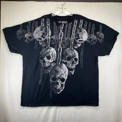 Liquid Blue Hanging Out Skull T Shirt Mens 2XL y2k Grunge Metal Black Cotton - Image 1 of 4
