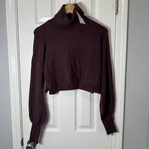 Forever 21 Turtleneck Sweater Crop Top Wine Maroon Size Medium NWT - Picture 1 of 4