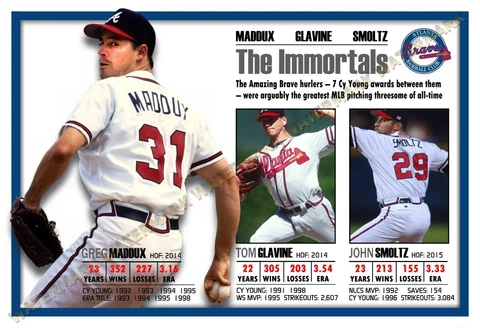 ATLANTA BRAVES IMMORTALS: MADDUX, GLAVIN, SMOLTZ 19”x13” COMMEMORATIVE POSTER Cover