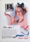 Vintage Print Ad 1940&#39;s Born Again Pretty Girl Shower Cannon Towels Buy War Bond