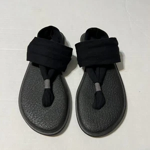 Sanuk Yoga Sling Womens Sz 9 Shoes Black Thong Comfort Foam Sandals - Picture 1 of 11