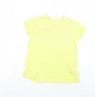 Zara Girls Yellow Cotton Basic T-Shirt Size 8 Years Round Neck
