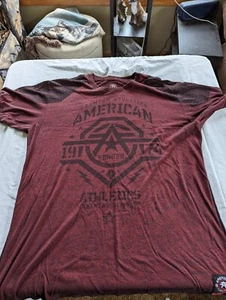 American Fighter Men L Heather Red Textured Graphic T Shirt Classic - Picture 1 of 6
